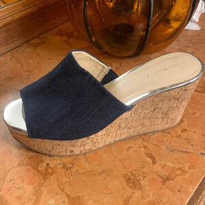 Liz Claiborne Paloma Denim Wedge Sandals 7